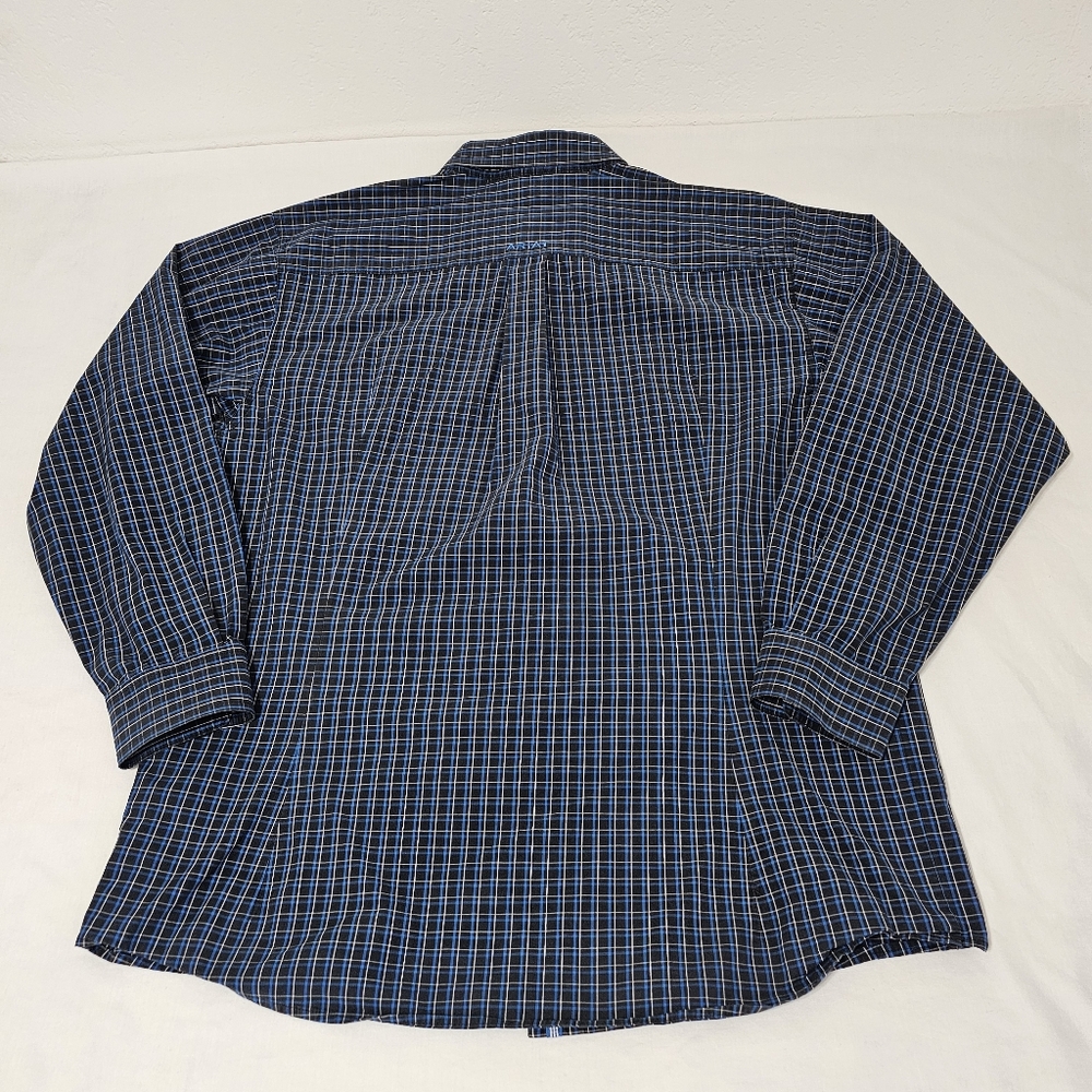 Ariat Pro Series Men's Navy and White Plaid Button Down Shirt XL - Picture 4 of 6